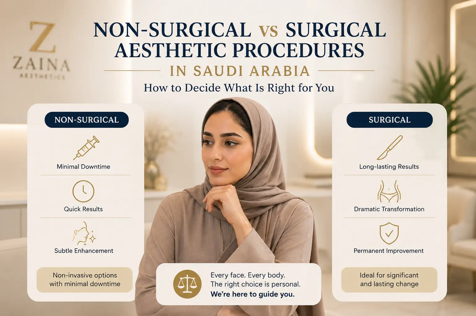 Non Surgical vs Surgical Aesthetic Procedures in Saudi Arabia. How to Decide What Is Right for You?